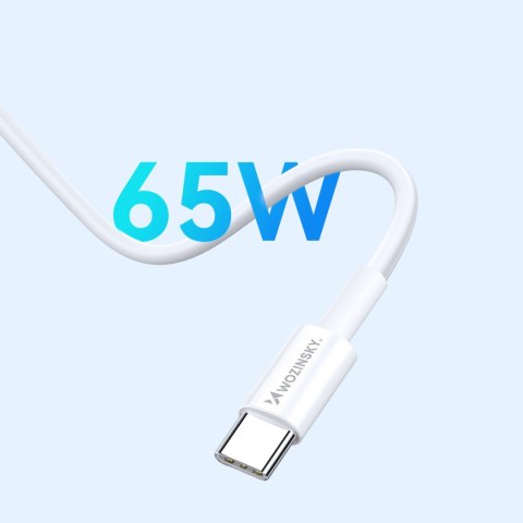 Ładowarka sieciowa GaN USB-A USB-C z kablem USB-C 65W - biała WOZINSKY
