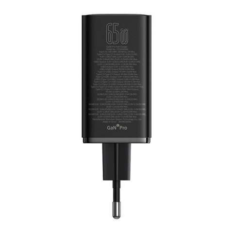 Ładowarka sieciowa GaN6 Pro 65W USB-C USB-A z kablem USB-C 100W 1m - czarna BASEUS