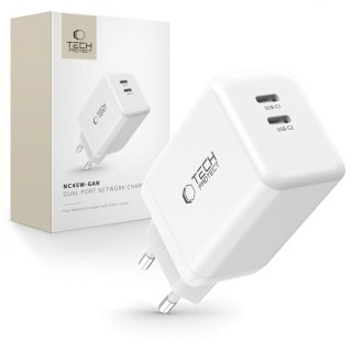 Ładowarka sieciowa NC45W-GAN 2x USB-C 45W - biała Tech-Protect