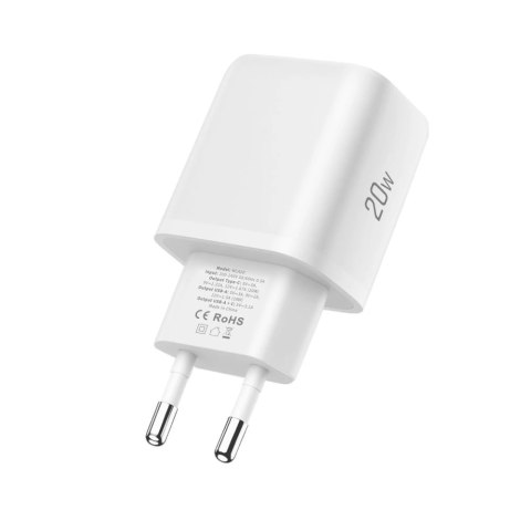 Ładowarka sieciowa NCA20 USB-A USB-C PD QC 20W z kablem USB-C 1m - biała Tech-Protect