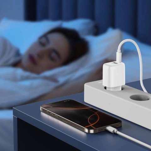 Ładowarka sieciowa NCA20 USB-A USB-C PD QC 20W z kablem USB-C 1m - biała Tech-Protect