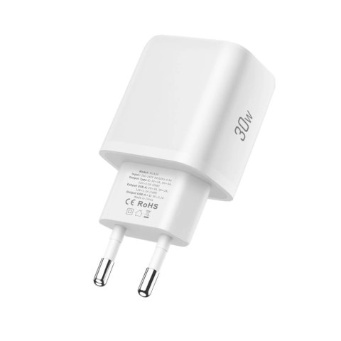 Ładowarka sieciowa NCA30 USB-A USB-C PD QC 30W z kablem USB-C 1m - biała Tech-Protect