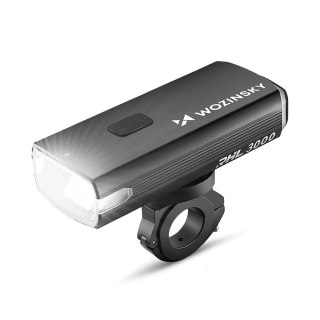 Lampka rowerowa przednia z kablem USB-C 3000 lm - czarna WOZINSKY