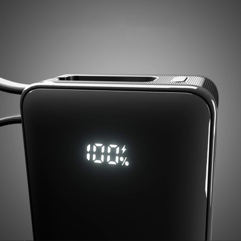Powerbank 10000mAh USB-A USB-C z wyświetlaczem wbudowanym kablem USB-C 20W - czarny SBS