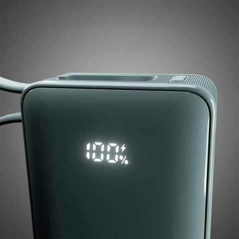Powerbank 10000mAh USB-A USB-C z wyświetlaczem wbudowanym kablem USB-C 20W - szary SBS