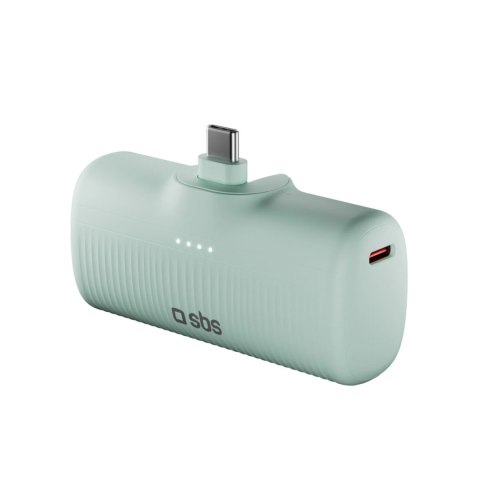 Powerbank EcoPower 5000 mAh 10W z wbudowanym portem USB-C - zielony SBS