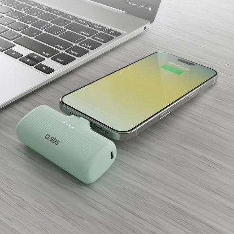Powerbank EcoPower 5000 mAh 10W z wbudowanym portem USB-C - zielony SBS