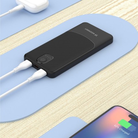 Powerbank Wpower WPBBK-2 10000mAh USB-A USB-C - czarny WOZINSKY