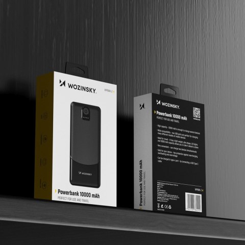 Powerbank Wpower WPBBK-2 10000mAh USB-A USB-C - czarny WOZINSKY