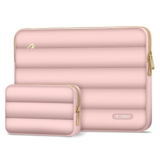 Torba pokrowiec Puffy na laptop tablet 13-14'' + etui na akcesoria - różowy Tech-Protect