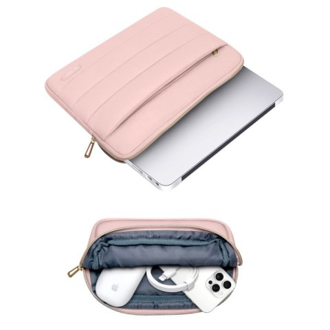 Torba pokrowiec Puffy na laptop tablet 13-14'' + etui na akcesoria - różowy Tech-Protect