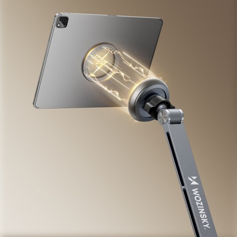 Uchwyt magnetyczny biurkowy 360 składany na telefon tablet - szary WOZINSKY