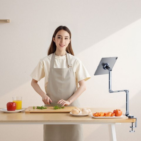 Uchwyt magnetyczny biurkowy 360 składany na telefon tablet - szary WOZINSKY