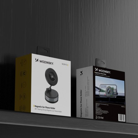 Uchwyt samochodowy magnetyczny na deskę rozdzielczą szybę - czarny WOZINSKY