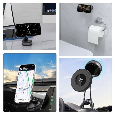 Uchwyt samochodowy magnetyczny na deskę rozdzielczą szybę - czarny WOZINSKY