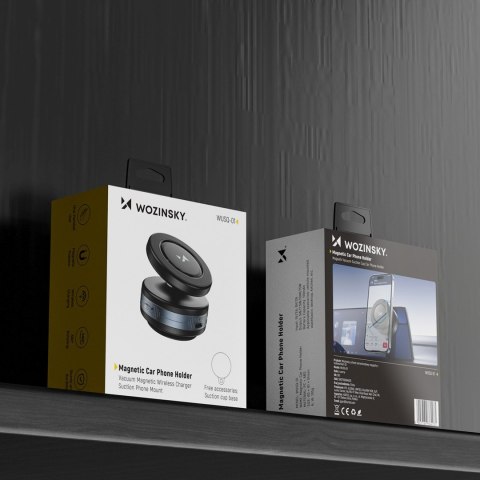 Uchwyt samochodowy z ładowarką Qi kompatybilny z MagSafe 15W - czarny WOZINSKY