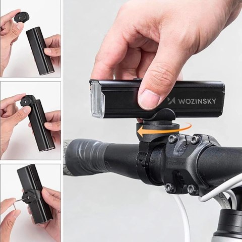 Zestaw lampek rowerowych akumulatorowych przód tył 1000 lm WOZINSKY