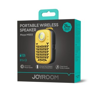 Głośnik przenośny z latarką magnesem klipsem Bluetooth IP67 - żółty JOYROOM