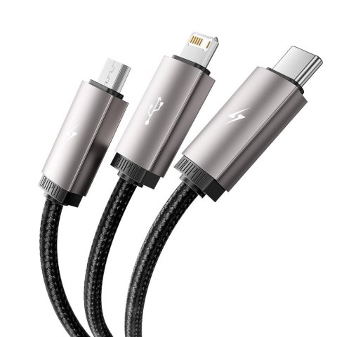Kabel przewód 3w1 USB-A - Lightning / USB-C / micro USB 1m - szary Tech-Protect