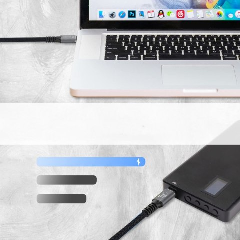 Kabel przewód USB-C Thunderbolt 4 240W 2m 4K - czarny WOZINSKY