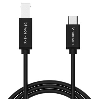 Kabel przewód do skanera drukarki USB-B - USB-C 2m - czarny WOZINSKY