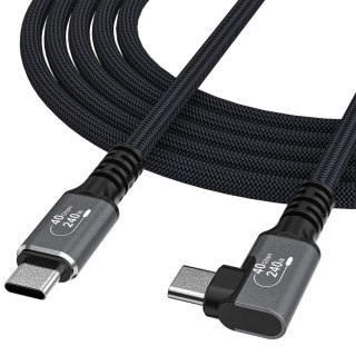 Kabel przewód kątowy USB-C Thunderbolt 4 240W 1.5m 4K - czarny WOZINSKY