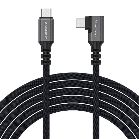 Kabel przewód kątowy USB-C Thunderbolt 4 240W 1.5m 4K - czarny WOZINSKY