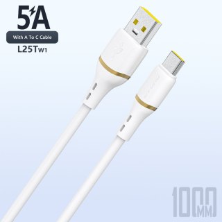 Kabel przewód silikonowy USB-A - USB-C 5A 1m - biały DUDAO