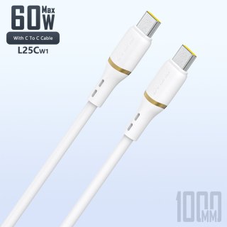 Kabel przewód silikonowy USB-C 60W 1m - biały DUDAO