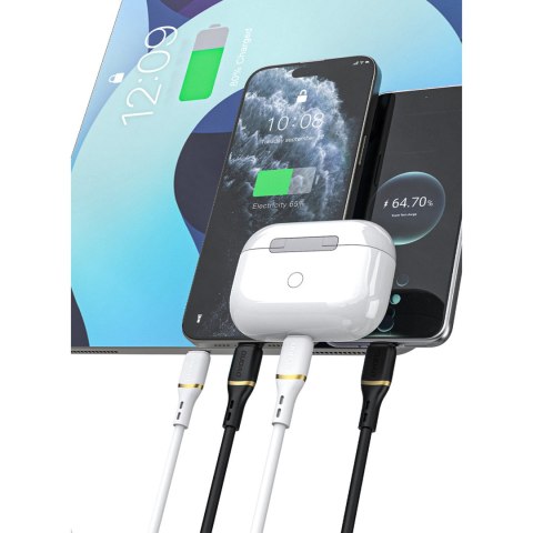 Kabel przewód silikonowy USB-C 60W 1m - biały DUDAO