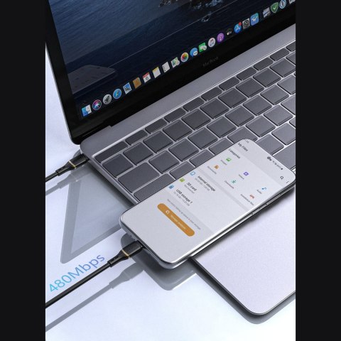 Kabel przewód silikonowy USB-C 60W 1m - biały DUDAO