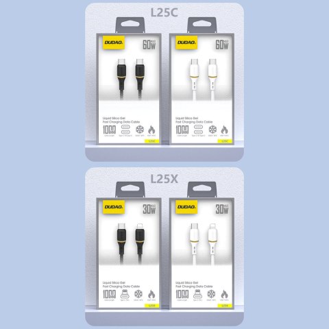 Kabel przewód silikonowy USB-C 60W 1m - biały DUDAO