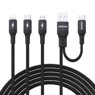 Kabel przewód wielofunkcyjny USB-A USB-C do Lightning USB-C MicroUSB 66W - czarny DUDAO