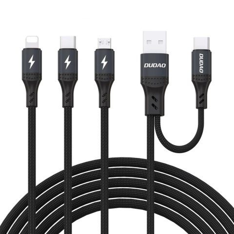 Kabel przewód wielofunkcyjny USB-A USB-C do Lightning USB-C MicroUSB 66W - czarny DUDAO