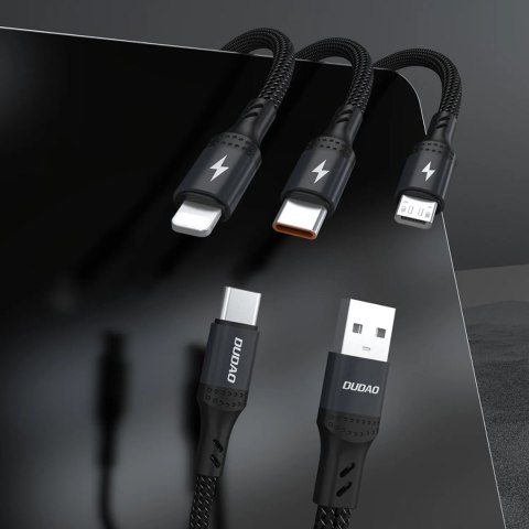 Kabel przewód wielofunkcyjny USB-A USB-C do Lightning USB-C MicroUSB 66W - czarny DUDAO
