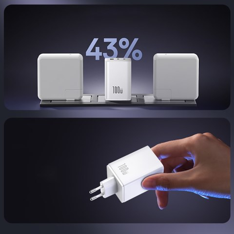 Ładowarka sieciowa EnerFill FE11 2x USB-C USB-A 100W - biała BASEUS