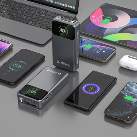 Powerbank K31 Pro 20000mAh ze zwijanym kablem USB-C 45W - szary DUDAO