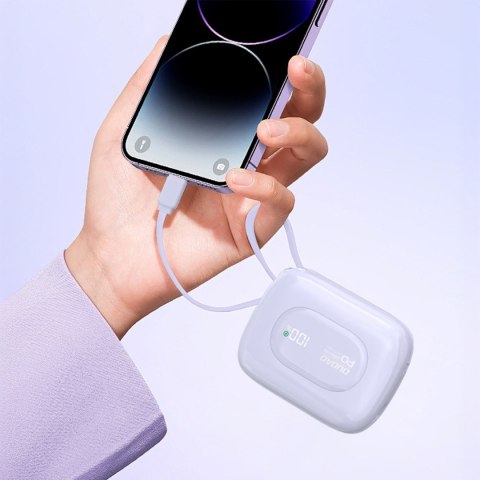 Powerbank K32 10000 mAh z wbudowanym kablem USB-C iPhone Lightning 22.5W - fioletowy DUDAO