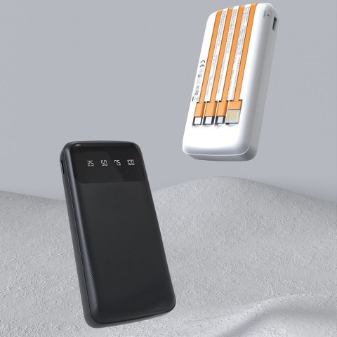 Powerbank K6Pro 10000mAh z wbudowanymi kablami USB-C microUSB iPhone Lightning - czarny DUDAO