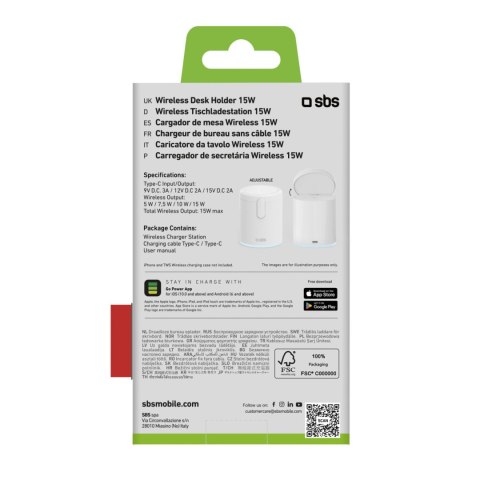 Stacja ładująca 2w1 bezprzewodowa magnetyczna do smartfona słuchawek - biała SBS