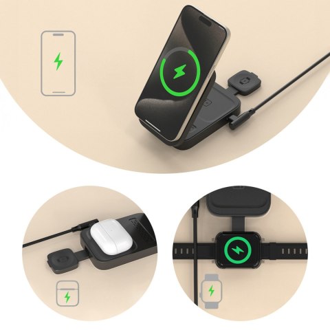 Stacja ładująca A11 3w1 indukcyjna MagSafe 15W - szara DUDAO