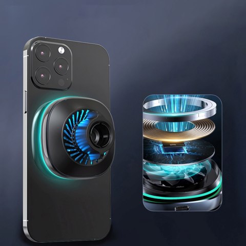 Uchwyt samochodowy z ładowarką indukcyjną do telefonu wentylatorem na kratkę Qi MagSafe 15W - czarny WOZINSKY