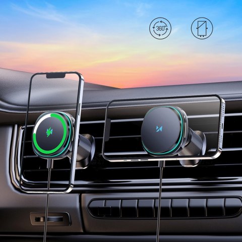 Uchwyt samochodowy z ładowarką indukcyjną wentylatorem do telefonu na kratkę nawiewu Qi MagSafe 15W WOZINSKY