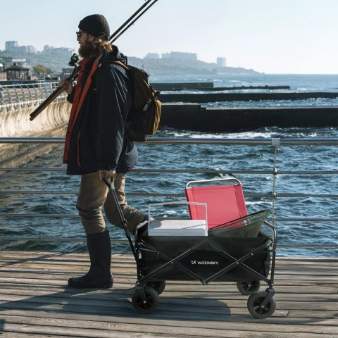 Wózek plażowy turystyczny składany z siatką szerokimi kołami do 100 kg WOZINSKY