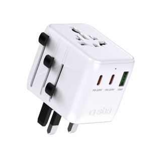 Adapter podróżny sieciowy USB-C USB-A EU UK US AUS JP - biały SBS