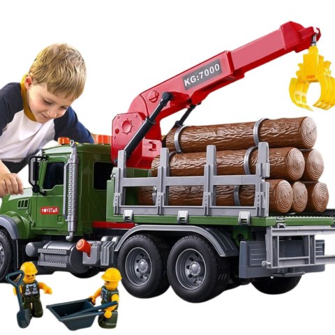 Ciężarówka Ruchomy Dźwig Transport Drewna Bale Światła Dźwięki LEAN Toys