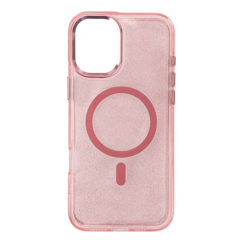 Etui brokatowe plecki na iPhone 17 Glitter Case MagSafe - różowe HURTEL