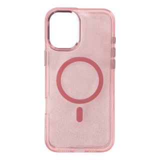 Etui brokatowe plecki na iPhone 17 Pro Glitter Case MagSafe - różowe HURTEL