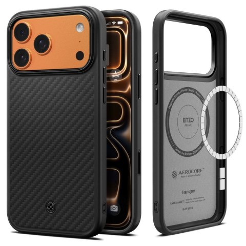 Etui ochronne case na iPhone 17 Pro Enzo Aramid T MagSafe - czarne SPIGEN