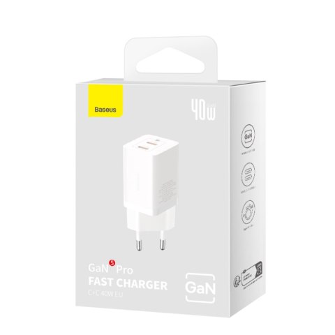 Ładowarka sieciowa GaN5 Pro 40W USB-C - biała BASEUS